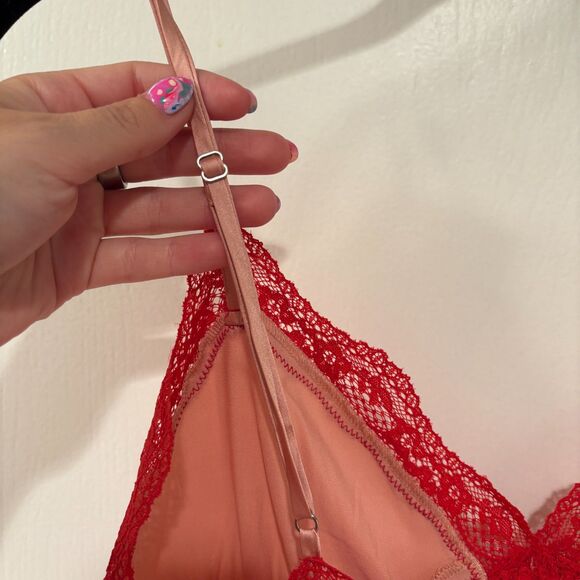 Danielle Guizio Blair Top Sleeveless Lace Trim Silky Tank Cami Pink Small - Picture 7 of 12